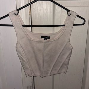 kendall and kylie cropped cream colored tank with corset like detailing